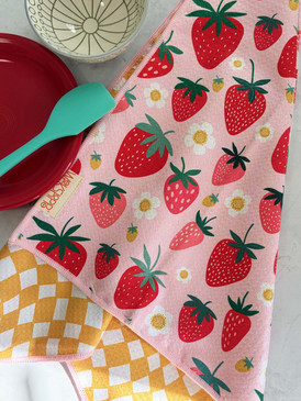 strawberry check microfiber kitchen towel