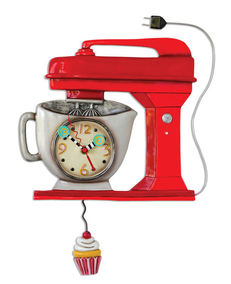vintage retro kitchen mixer red whimsical wall clock pendulum mothers day gift mom grandma grandmother aunt unique housewarming gift