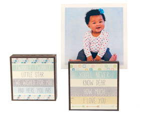 twinkle twinkle baby kids toddler photo frame block whimsical reversible quotes sayings
