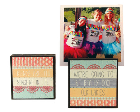 cool old ladies photo frame block whimsical gift for girlfriend reversible quote sentiment