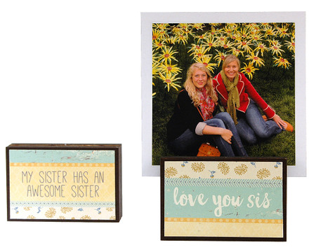 love you sis my sister has an awesome sister photo frame block whimsical gift reversible quote sentiment holds multiple photos