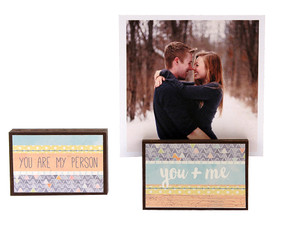 you and me boyfriend girlfriend husband wife photo frame block whimsical gift reversible quote sentiment holds multiple photos