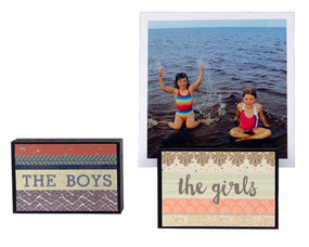 the girls the boys kids photo frame block whimsical gift reversible quote sentiment holds multiple photos