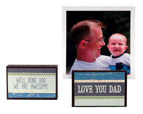love you dad well done dad we are awesome photo frame block whimsical gift reversible quote sentiment holds multiple photos fathers day gift stocking stuffer daddy