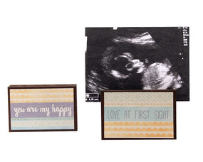 love at first sight ultrasound sonogram photo frame block whimsical gift reversible quote sentiment holds multiple photos new parents baby shower gift