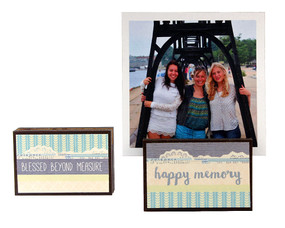 happy memory blessed beyond measure photo frame block whimsical gift reversible quote sentiment holds multiple photos inspirational bff best friend family