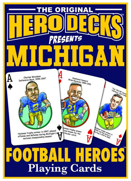 sports, playing cards, cards, hero deck, michigan, u of m, football