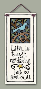 home decor, decoration, tile, wall tile, hanging tile, home, inspirational, housewarming gift, happiness, life is tough, so are you, tough person, gift for young adult