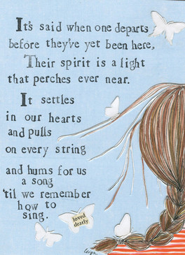 remember how to sing | sympathy miscarriage card
Small words: “loved dearly”
A6 Card (4 1/2″ x 6 1/4″ )
Blank Inside
White envelope
Poly-Sleeved