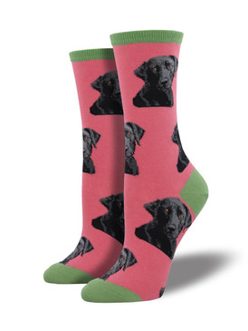 Gaze into the eyes of this Black Labrador and you'll be feeling the love. Do you have a black lab, or are you a lover of all dogs? Then these socks are for you!   
Sock size 9-11 fits U.S. women’s shoe size 5-10.5
Fiber Content: 63% Cotton, 34% Nylon, 3% Spandex
