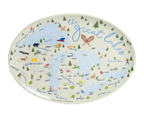 Great Lakes design highlights some of Michigan's favorite outdoor activities! Serve dinner and show your love for the mitten state with this delightful platter. 