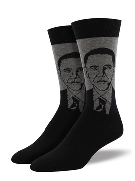Style and feet go together like hope and change with this addition to our historical figure collection, Barack Obama socks. Inaugurate your feet into fashion with these Obama socks.  
Sock size 10-13 fits U.S. men’s shoe size 7-12.5
Fiber Content: 70% Cotton, 27% Nylon, 3% Spandex