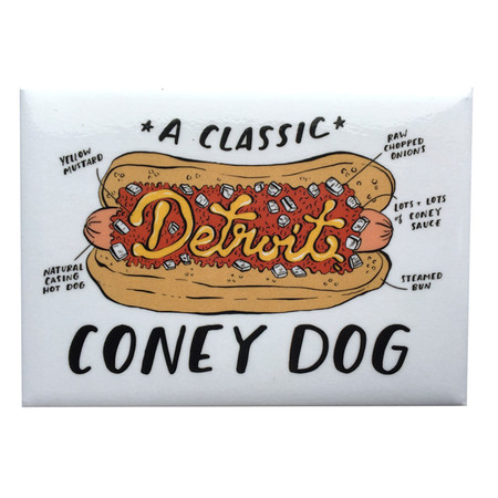 You will find all of the essential components of a Detroit Coney highlighted on this magnet.  If you or someone in your life is a Detroit Coney lover, this is an essential!
Size: 2.5x3.5