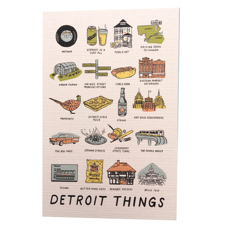 Do you head to Eastern Market on Saturday mornings, rain or shine, spring or fall? Do you know how to pronounce Dequindre and Gratiot? Do you call beer...Strohs? If you answered yes to any of these questions, you must be a Detroiter! Celebrate what makes Detroit and the people who live here special in this original magnet and City Bird exclusive featuring 20 of our favorite "Detroit Things."  
Size: 2.5x3.5