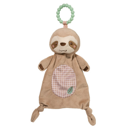 Douglas’s Silly Little Sloth Teether’s friendly face and 100% safe silicone teething ring are just what Baby needs for those difficult teething days! Our sloth’s happy expression and warm tan materials come together for a sophisticated infant soft toy. We use only the finest luxury fabrics and designs crafted to please and soothe Baby. Additional details include charming embroidered embellishments on the face, paws, and belly. Little knotted feet complete his look. Enjoy this sloth teether on its own or consider matching it with other soft accessories from our Silly Little Sloth collection.
· 100% silicone teether ring
· Safe & soothing
· 10” tall
· Soft fabrics & embroidered details
· Can be matched with coordinating Silly Little Sloth accessories
· Machine washable
· Tested safe for infants
