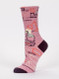  When I respect someone, it's because they're smart, straightforward and because they leave me alone. 
Women's shoe size 5-10. 52% combed cotton; 46% nylon; 2% spandex. 
PLEASE NOTE: This sock features panoramic art - awesome from every angle. There’s no “right and left.” The sassy phrase falls on the outside of your right leg, and the inside of your left. 