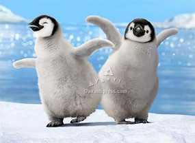 penguins dancing motion card, shake it up, birthday card