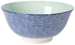 Eye-catching porcelain bowls with contrasting patterns are stunning, either as a collection or as accent pieces. Stamped designs have a wonderful texture and hints of color circling hand-painted rims. Material: porcelain Size: 6.5 x H3 inch 22 oz