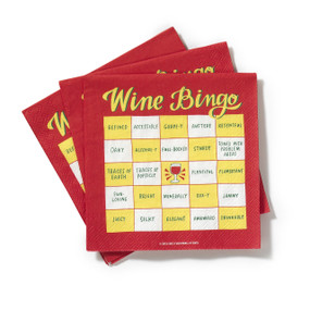 What's better than playing bingo and having a glass of wine? Doing both! together! Description: 5"x5" 3 ply cocktail napkins printed in Germany on FSC certified tissue. 