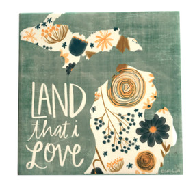 Celebrate your favorite state with an adorable coaster handmade by Michigan artist, Katie Doucette. Size: 4x4 