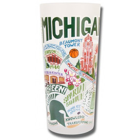 This original design celebrates Michigan State University. Go Green! Spartans Will. 
The design is amazingly rendered with vibrant colors plus silver and gold on a high quality 15-ounce frosted tumbler. Cheers and bottoms up! 