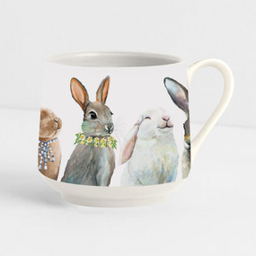 Decaled porcelain, hand-finished bunny mug