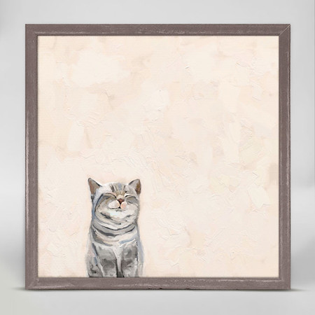 cat on pink mini framed canvas