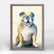 bulldog on cream mini framed canvas