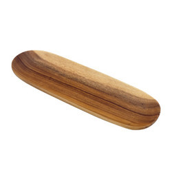 acacia wood baguette/bread tray, 16.5” x 5.5” x 1” oval serving tray