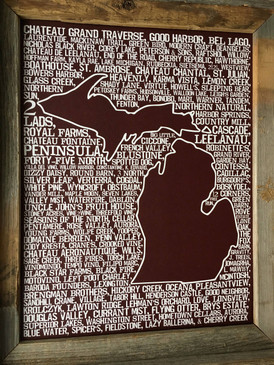 michigan wine print, 11 x 14