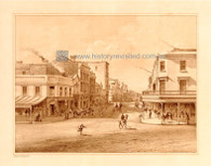 Rundle Street, looking East, c.1882, featuring the Beehive corner to the left, before the Gothic facade we know and love was added in in 1895 and crowned with a Golden Bee. To the right is the Waterhouse Building  built with proceeds of Burra copper wealth, in 1850.