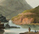 Fisherman in the foreground with two friends seated on the ground. Delicate original water color brings life and atmosphere to the tonal aquatint technique.