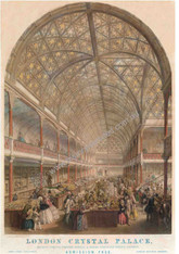Archival Quality Limited Edition Giclee an original  hand colored lithograph published prior to the Great Exhibition of 1851 in London's Crystal Palace in Hyde Park. The scene envisages the visitor attraction to view this display machinery, inventions & goods created from nations around the world. www.historyrevisited.com.au