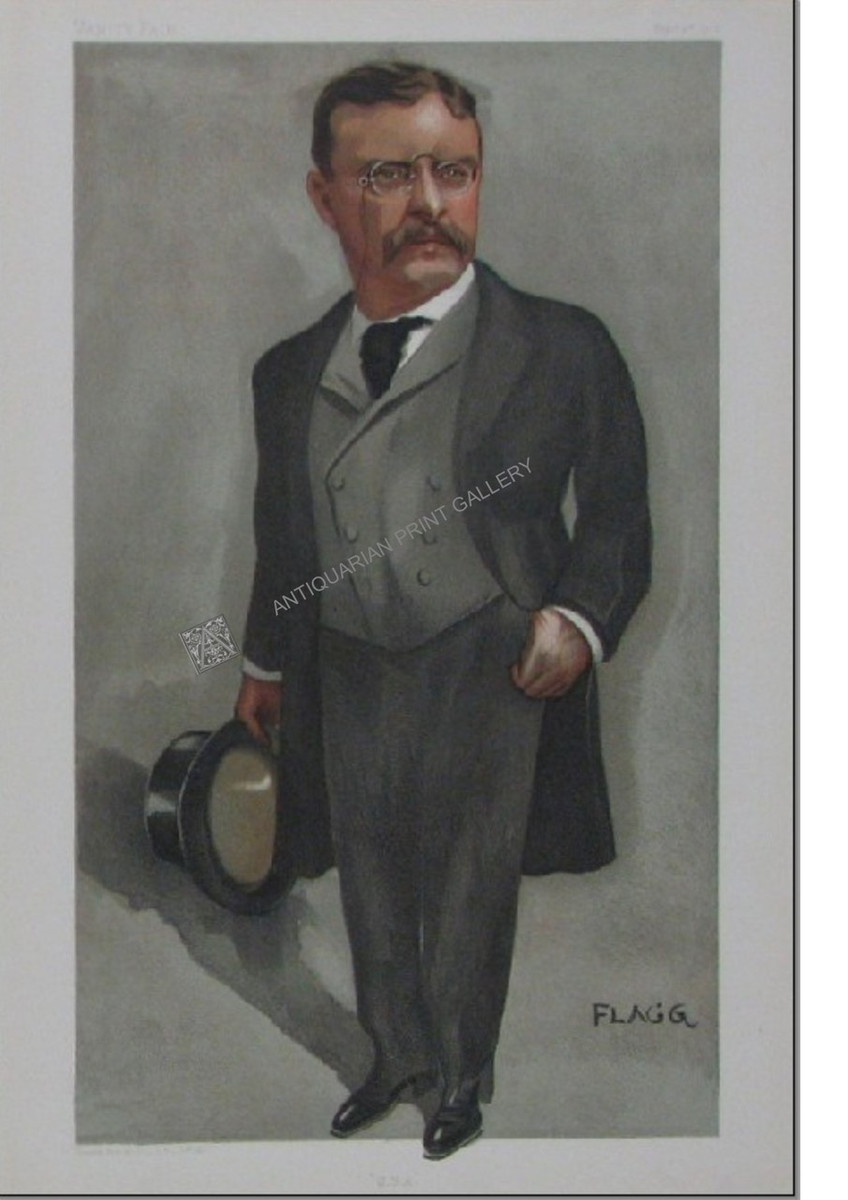 Antique Caricature Vanity Fair US President Teddy Roosevelt