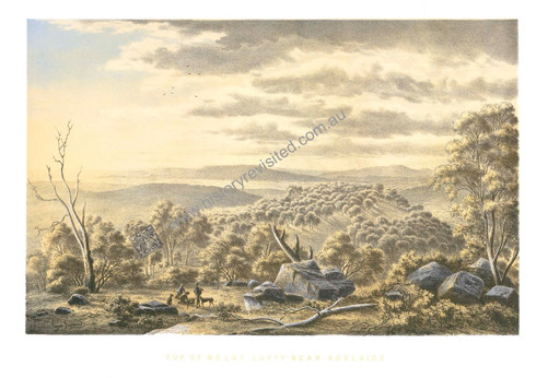 Archival Limited Edition Giclee Print from original tricolor lithograph "Top of Mount Lofty near Adelaide" by Hamel & Ferguson after Viennese artist Eugene con Guerard painting in 1858.