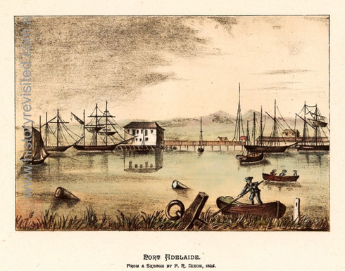 Port Adelaide, 1846, South Australia. artist Frederick Robert Nixon.
www.historyrevisited.com.au