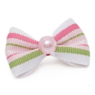 Puppy Angel Stripy and Pearl Hair Pin in White