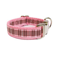 QuidoPetz Adjustable Small Dog/Puppy Nylon Collar in Pink Tartan