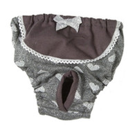 Puppy Angel Flying Heart Panties for Dogs in Grey in M