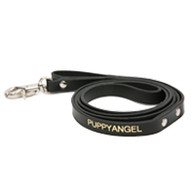 Puppy Angel Leather Middler Leash in Black