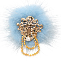 Puppy Angel Peacock Feathers Hair Pin in Blue