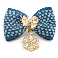 Puppy Angel Snowflake Pendant Hair Bow for Dogs in Blue