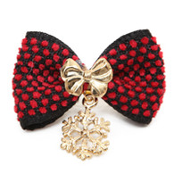 Puppy Angel Snowflake Pendant Hair Bow for Dogs in Red
