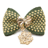 Puppy Angel Snowflake Pendant Hair Bow for Dogs in Green