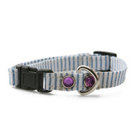 PA Original Stripy Cotton Collar and Leash in Blue