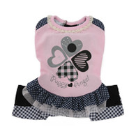 Puppy Angel Clover Layered Overalls in Pink 50 % OFF