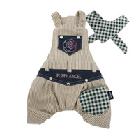 Tomboy Stripy Overalls for Dogs in Beige 50% off