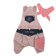 Tomboy Stripy Overalls for Dogs in Burgundy 50% off