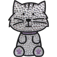 FF Grey Tabby Cat Rhinestone Sticker