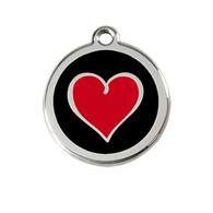 ID Tag for Dogs in Black Retro Heart in 3 sizes
